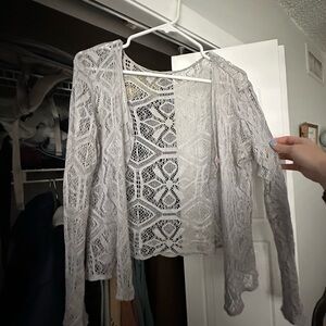 Lace Open-Front Cardigan